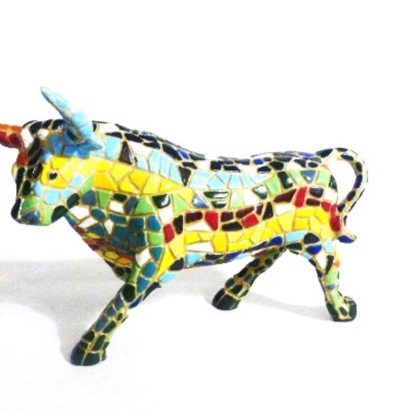 Unique MOSIAC TILE Bull Multi Color RIDING BULL Collection Bull RIDING DERBY - Picture 1 of 5